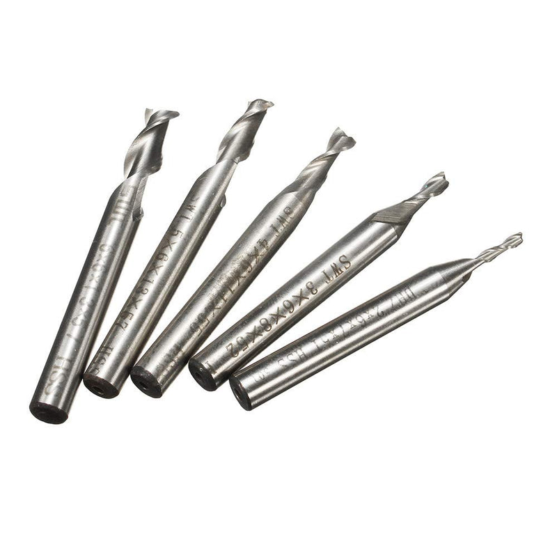 ChaRLes 5 pieces 2 flute 2/3/4/5/6 mm 6 mm shank cutter HSS end mill CNC engraving bit