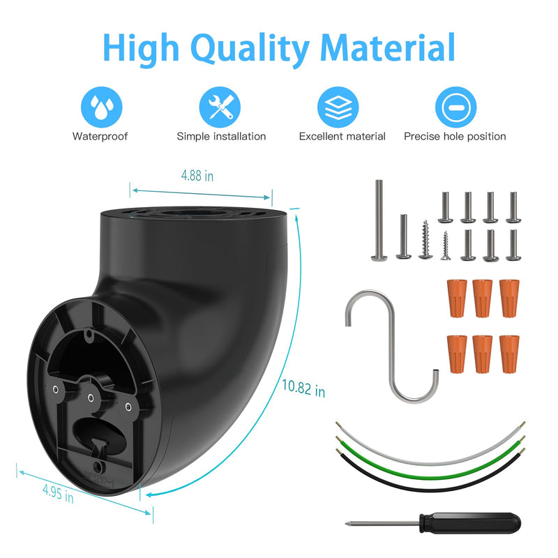 Outdoor Camera Eave Mount Bracket Compatible with R-ing Floodlight Cam Wired Pro/Plus, Blink Wired Floodlight and WYZE Floodlight v2,REOLINK Elite Floodlight WiFi Cameras (Black) Black
