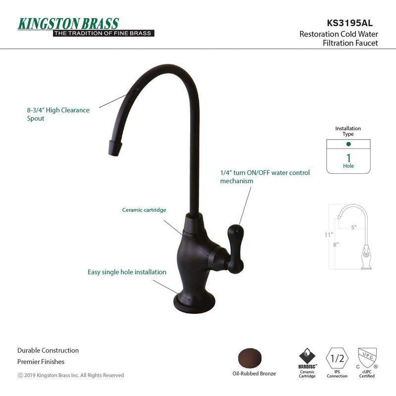 Elements of Design ES3195AL Turn Water Drinking Faucet, 1/4", Oil Rubbed Bronze