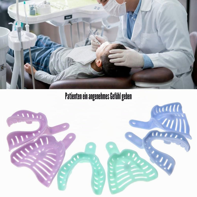 6pcs Mixed Colour Plastic Dental Impression Spoon Dental Impression Tray Bite Spoon Material Holder