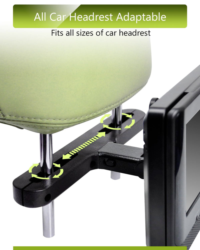 Car Headrest Mount Holders for Dual Screen Portable DVD Player, Seat Headrest Brackets for WONNIE/NAVISKAUTO/Sylvania Portable DVD Player, Car DVD Player Headrest Mounts (1 Set) 1 Set