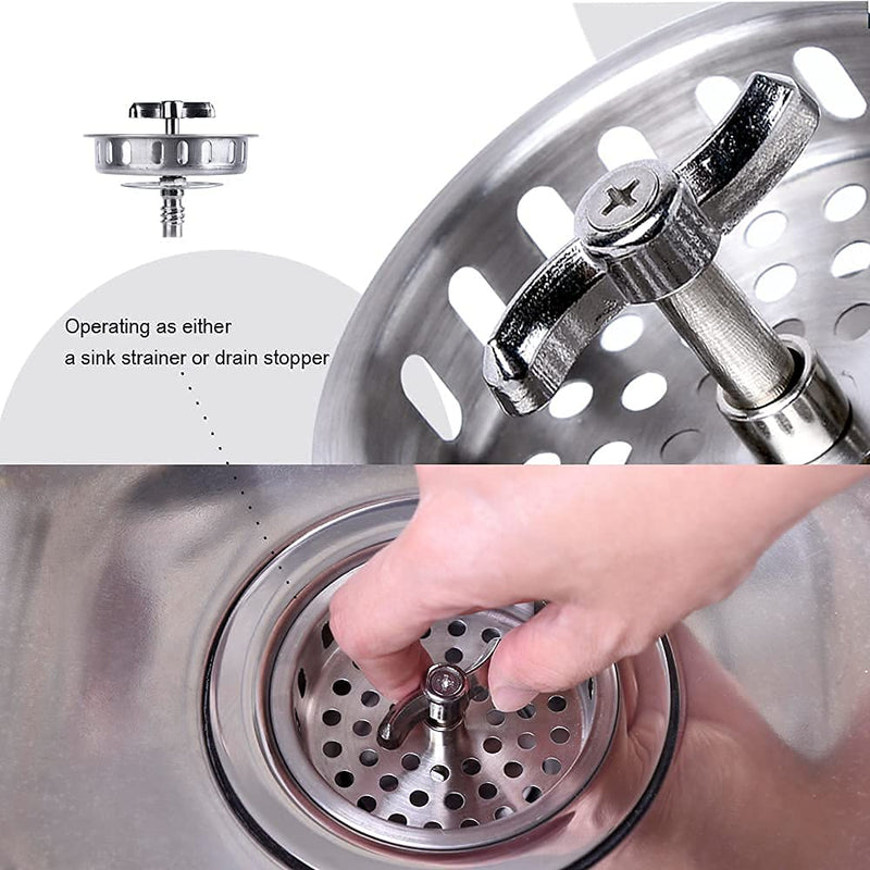 304 Stainless Steel Kitchen Sink Twist Lock Basket Drain Assembly W/Brass Nuts-VARNAHOME Twist lock Kitchen Drain