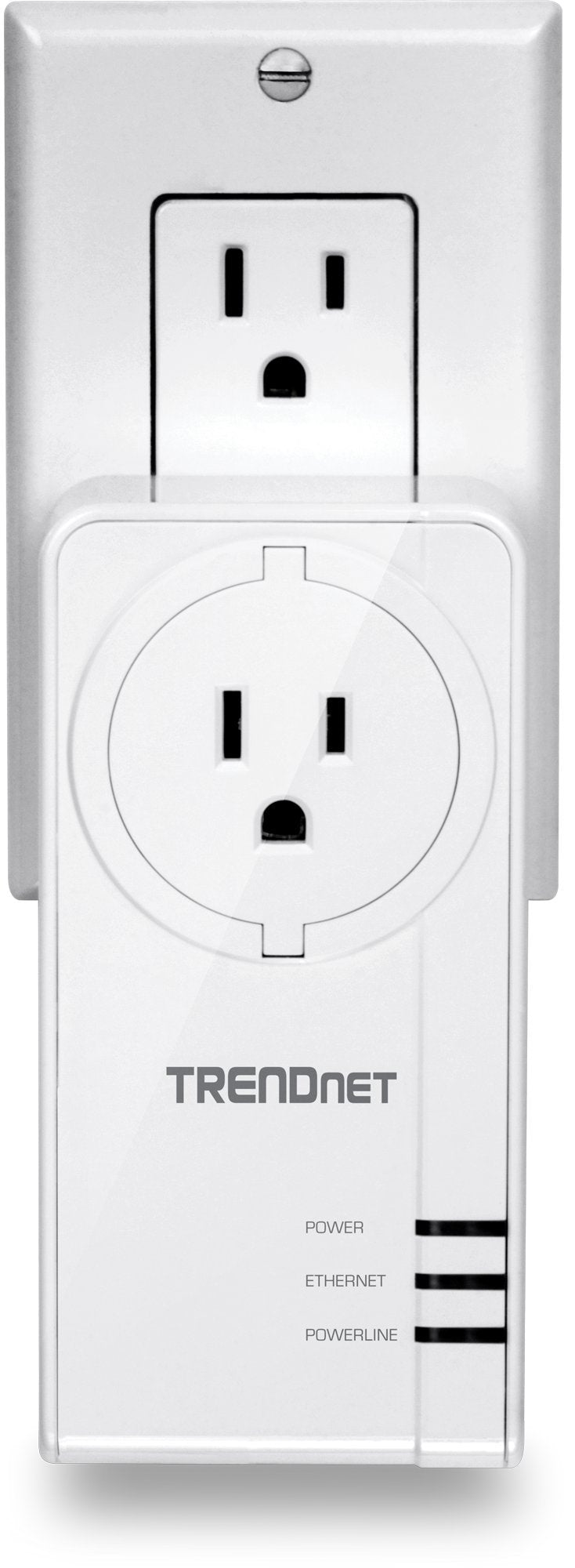 TRENDnet Powerline 1300 AV2 Adapter with Built-in Outlet Adapter Kit, Includes 2 x TPL-423E Adapters, IEEE 1905.1 & IEEE 1901, Gigabit Port, Range Up to 300m (984 ft), White, TPL-423E2K