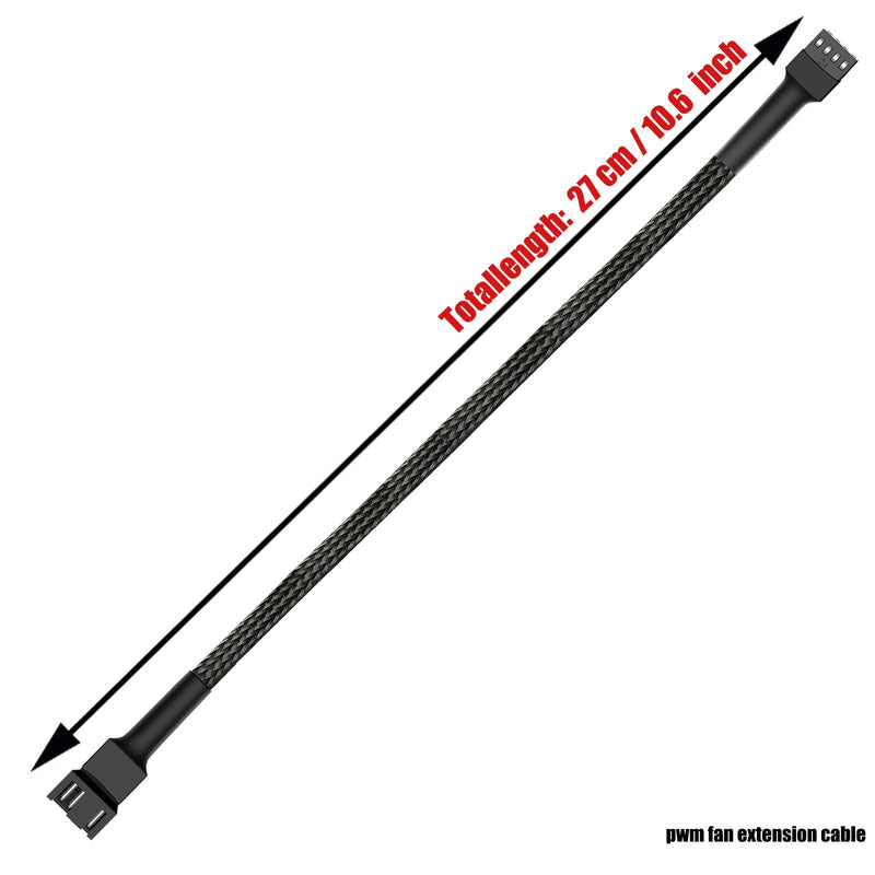 10.6" pwm fan extension cable，4 pin fan extension cable，cable extension pc，3-Pin/4-Pin cooling fan extension cable wire (10.6"（27cm） 4pcs) 10.6"（27cm）4pcs