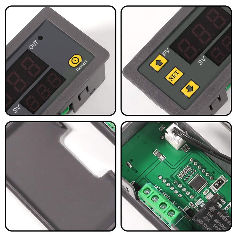 Greluma 2 Pcs W3230 DC 12V Digital Temperature Controller, 20A LED Display, Thermostat Control Switch with NTC 10K Sensor Probe, Range from -50℃ to 110℃