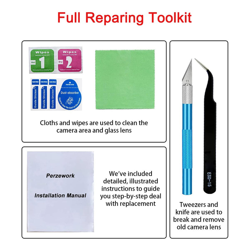 2 Set Back Rear Camera Lens Glass Replacement for Samsung Galaxy S20 FE 6.5 inches with pre-installed adhesive and Reparing Toolkit