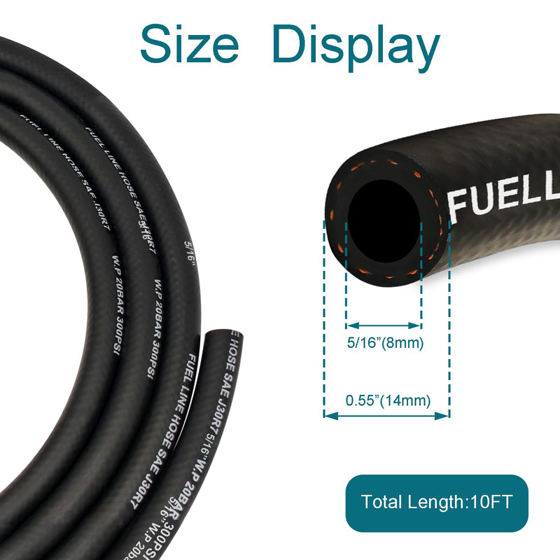 Fuel Line 5/16 Inch ID, Fuel Hose 10FT, J30R7 Fuel Line Hose NBR for Automotive Fuel Systems Engines. 5/16" ID 10Ft