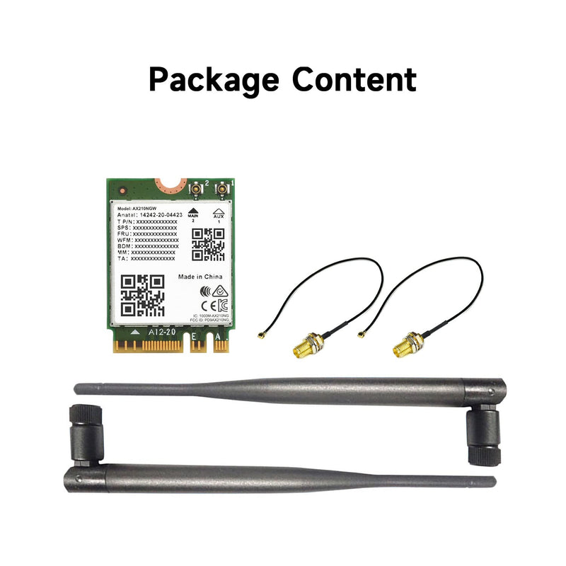 Waveshare Wireless AX210 NIC, Gigabit Tri-Band Wi-Fi 6E, 802.11AX Standard, Bluetooth 5.3, 2.4G/5G/6GHz, NGFF Interface, MU-MIMO, High-Speed Performance & Compatibility