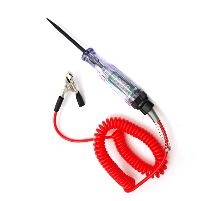 Car voltage tester with indicator light, vehicle test lamp, volt tester, current tester, tester, car test pen with alligator clip 6/12/24V