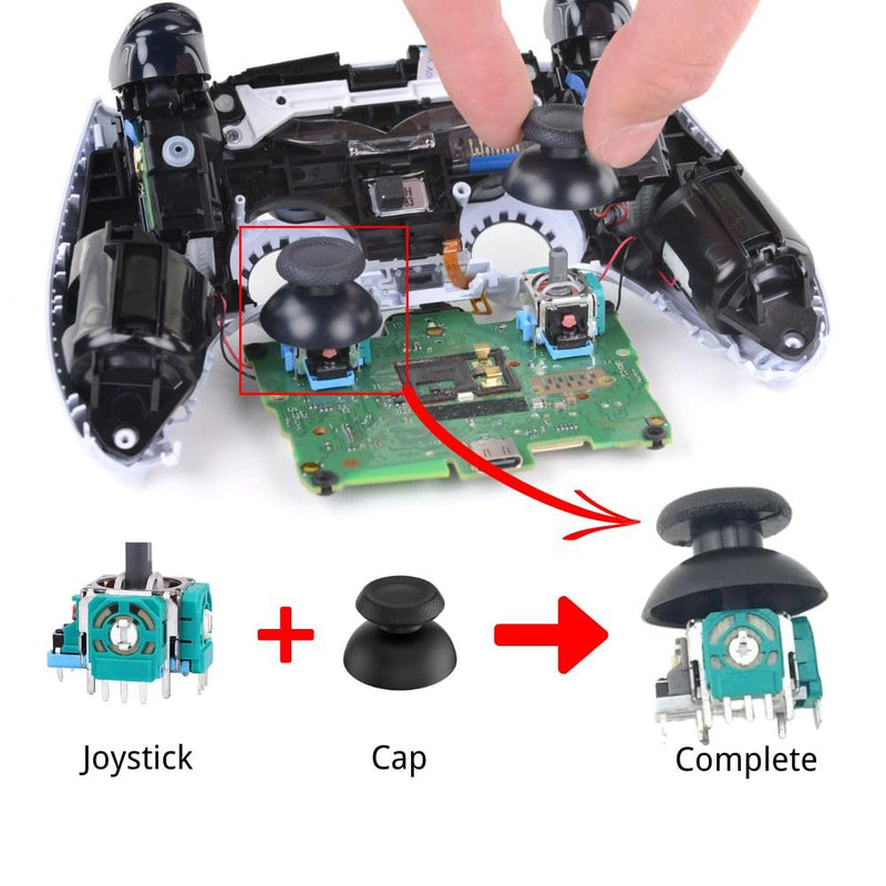 4PCS PS5 Analog Stick Replacement for Sony Playstation 5 Controller, Joystick Repair Kit, Fix Drift & Enhance Grip with 3D Analog Joysticks, Thumbstick Caps, Tools & Screws
