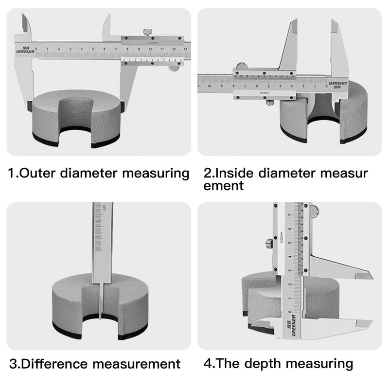 150 mm vernier caliper, stainless steel caliper, precision caliper with locking screw, vernier caliper, caliper caliper with steel ruler, cleaning cloth A
