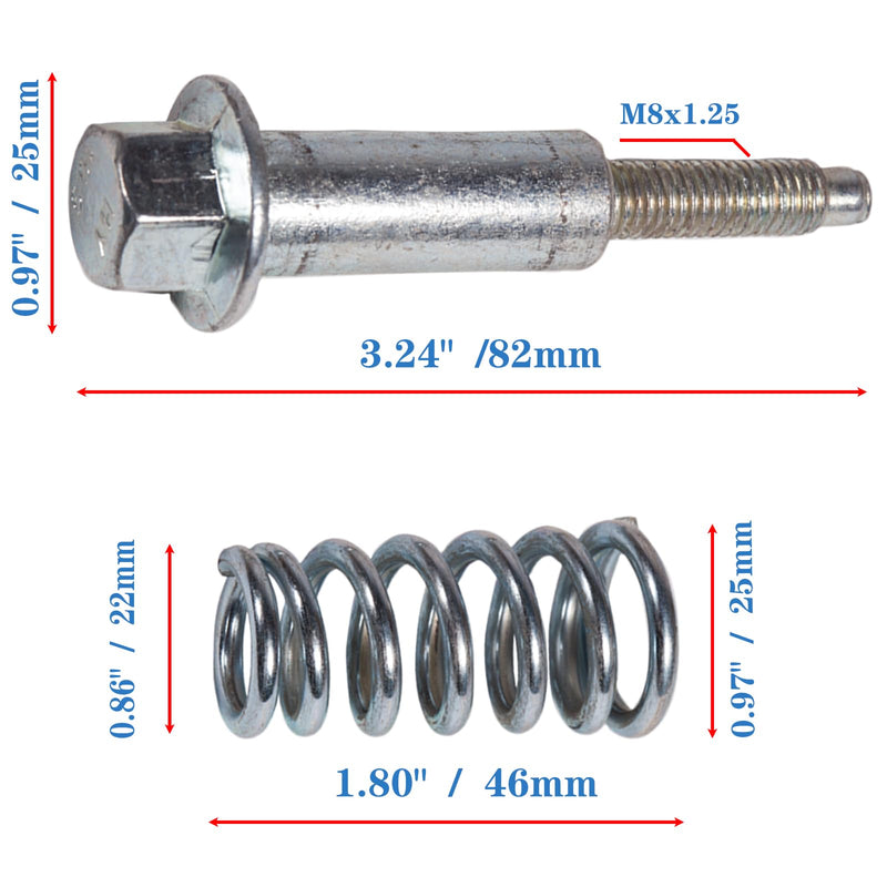 35129 M8x1.25x82mm Exhaust Bolts and Nuts Kit,Includes 2 Sets Exhaust Manifold Bolts+Exhaust Springs+Nuts+Gaskets For Subaru Acura Honda Lexus Toyota Mazda Pontiac Ford Isuzu 4682,Es491,18317 Antirust 35129 White 2Set