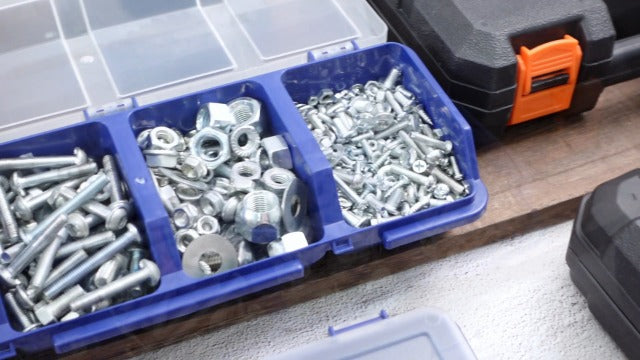 Hushee 4 Pcs Screw Organizer Box with Lid 4 Compartments, Blue 1