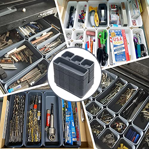 KeFanta 42 Pack Tool Box Organizer Tool Tray Dividers, Rolling Tool Chest Cart Cabinet Workbench Desk Drawer Organization and Storage for Hardware, Parts, Screws, Nuts, Small Tools Organization(Grey) Grey