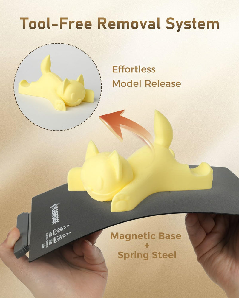 FLASHFORGE Adventurer 5M/5M Pro/AD5X Smooth PEI Build Plate, Magnetic Flexible Heated Bed Platform - Tool-Free Removal, Auto Separation After Cooling, Glue-Free Printing for PLA/PETG/TPU/CF