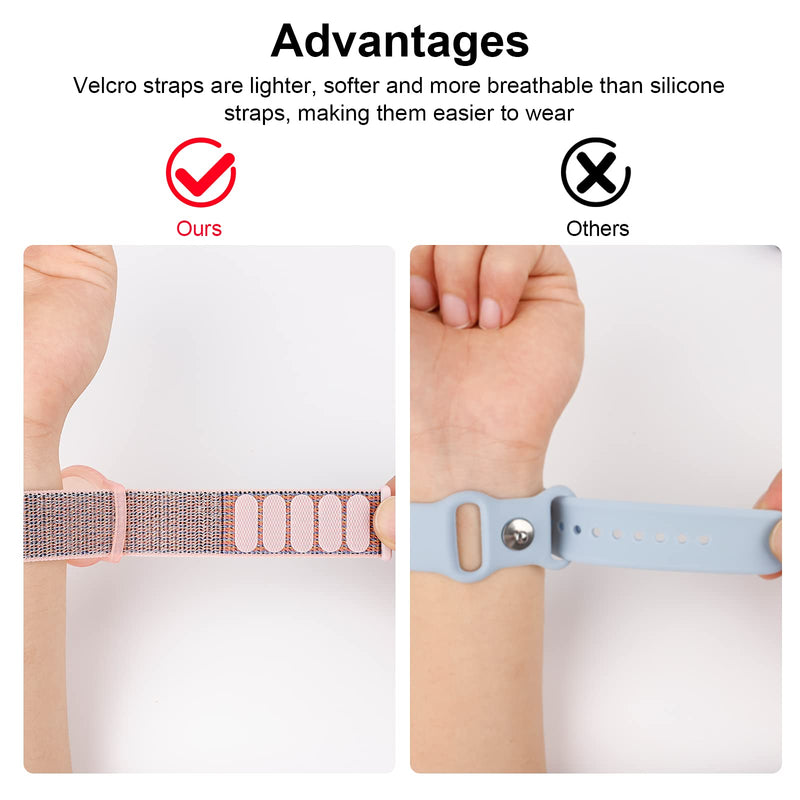 Kids Wristband Compatible with Apple AirTag, Protective Case for Air Tag GPS Tracker Holder with Nylon Bracelet, Adjustable Anti Lost Watch Band for Toddler Child Elder (Pink) Pink