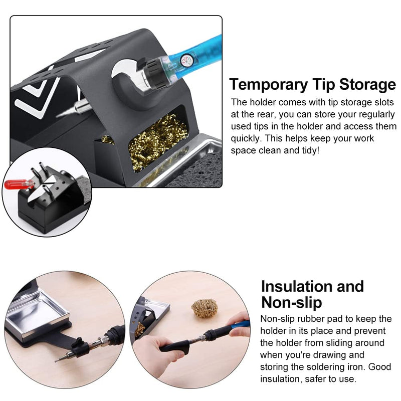 AFASOES Soldering Iron Stand Soldering Station T12 with Sponge Soldering Iron Holder Universal Soldering Iron Support Soldering Iron Stand for Storage Soldering Tips Cleaning Ball Soldering Station for Soldering Irons
