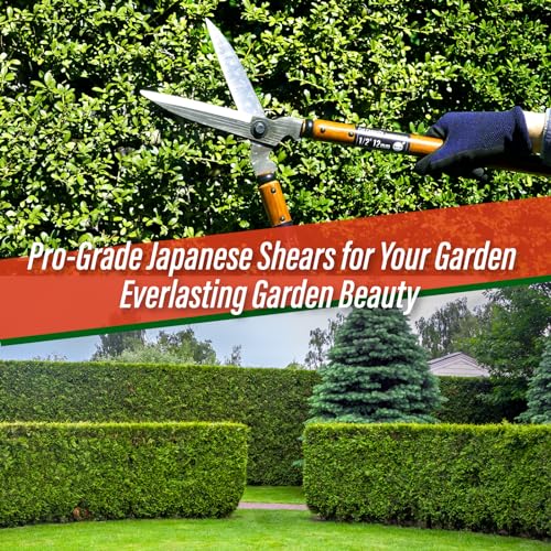 SUIZAN Hedge Shears 21.3" - Japanese Garden Clippers for Precise Trimming 5.9 Inch (150mm) Blade