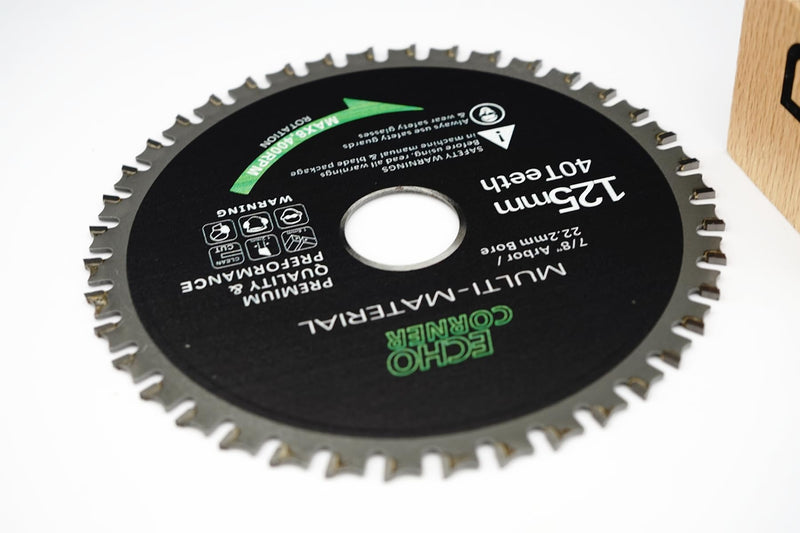 125 mm Carbide Saw Blade for Angle Grinder, Bore 22.2 mm, 40 Teeth | Finely cut small / medium wood / aluminium / non-ferrous metals / various materials