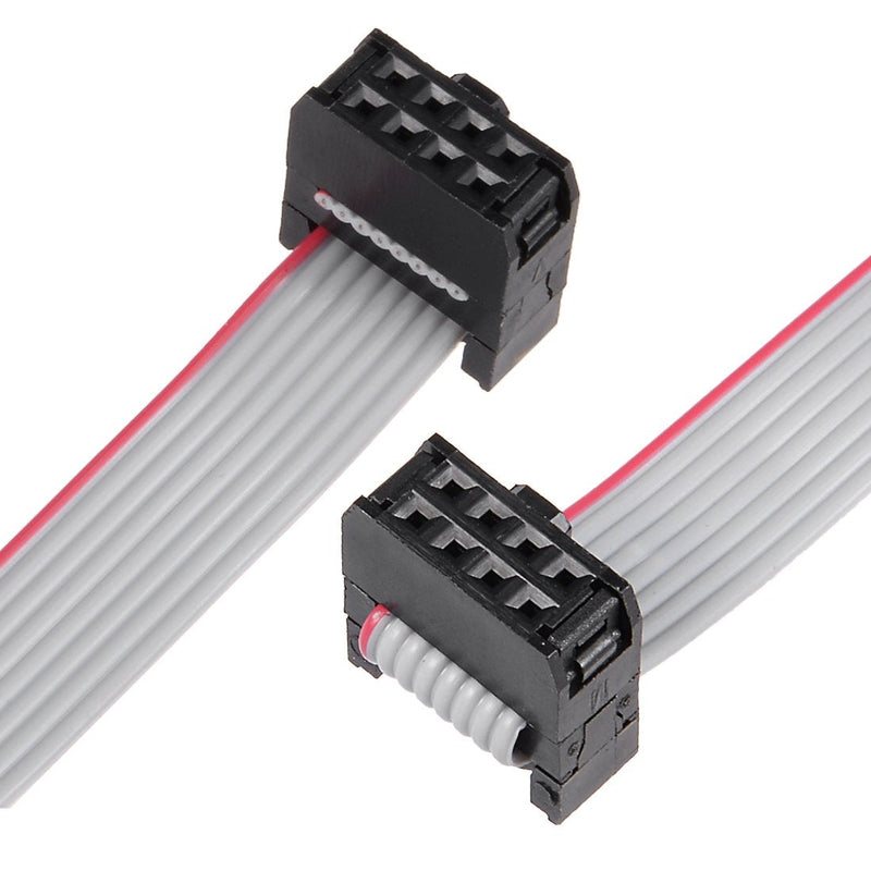 uxcell IDC 8 Pins Connector Flat Ribbon Cable Female Connector Length 30cm 2.54mm Pitch,5pcs