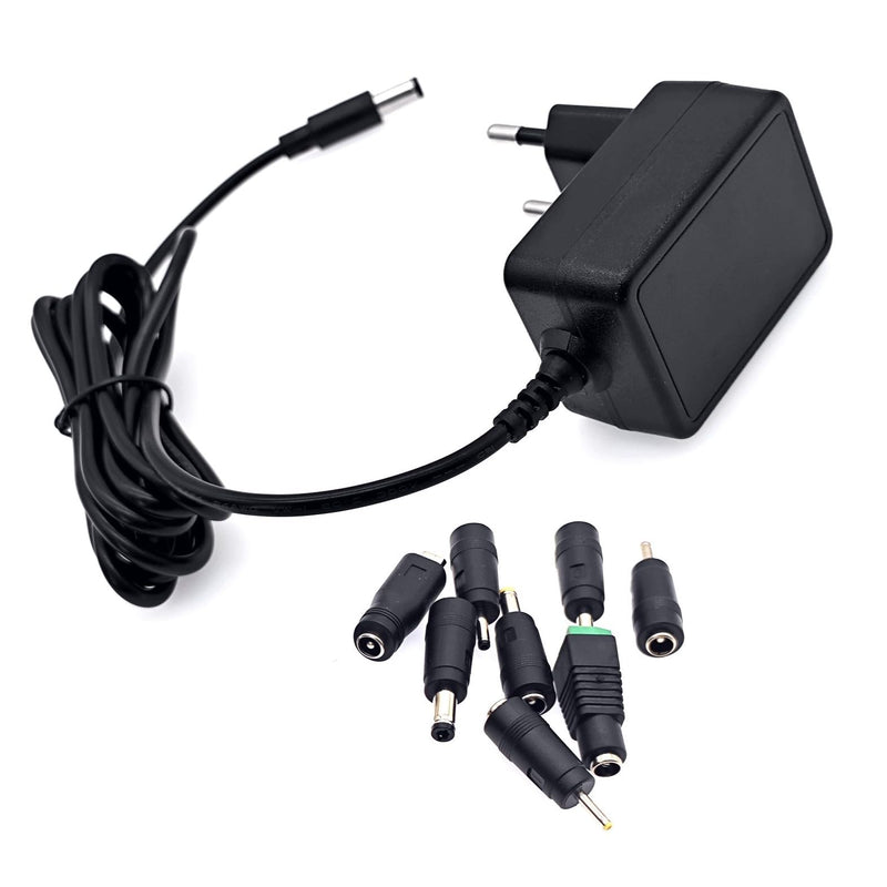 JZK AC 100-240V to DC 5V 2A Power Supply Converter Transformer Charger with 8 DC Plug Adapters Replacement 5V 0.5A 500mA 1A 1.5A 2000mA for CCTV Cameras, LED Light Strips, TV Box