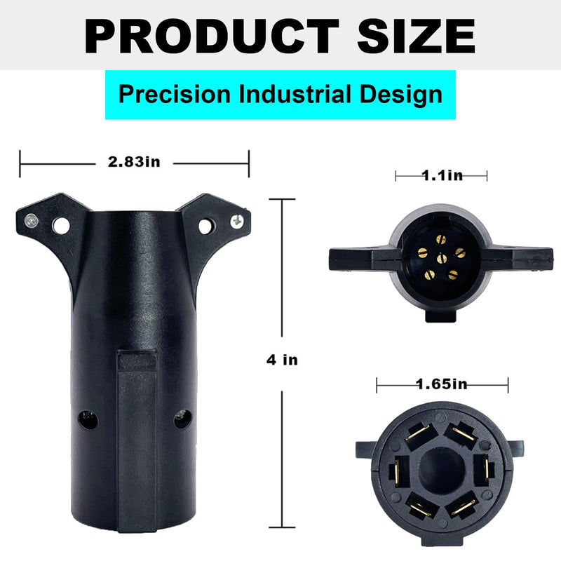 7 RV Blade to 6 Pole Round, 6 Way to 7 Way Adapter 7-Way Blade to 6-Way Round Trailer Adapter 7 pin to 6 pin Trailer Wiring Plug Adapter 7 Pin to 6 Pin Plug