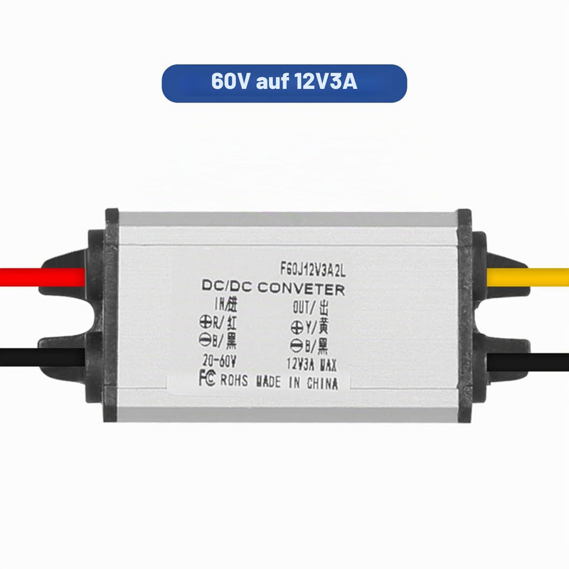 24V to 12V DC Step-Down Converter, 20-60V to 12V 3A Voltage Converter, Voltage Reducer Converter, Waterproof Power Supply Module Transformer, Voltage Limiter Adapter 20V-60V to 12V 3A
