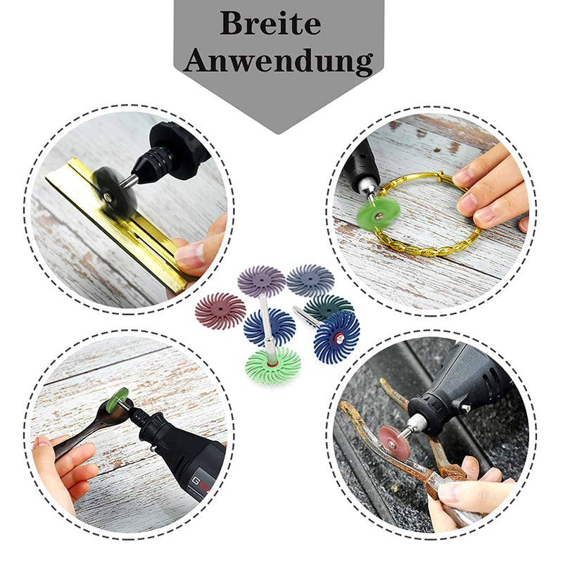 Mesee 18 pieces 25 mm mixed grit detail sanding brush set, sanding brush gap polishing disc assortment kit, radial bristle disc set for rotating tools, deburring polishing, 80/120/220/400/600/1000