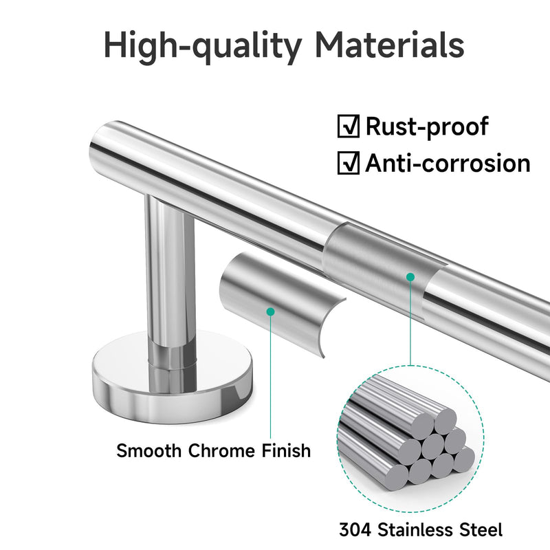 USHOWER Polished Chrome Towel Bar, 18-Inch Towel Racks for Bathroom Wall-Mounted, SUS304 Stainless Steel Towel Rod (Total Length 20-Inch) 20 Inch