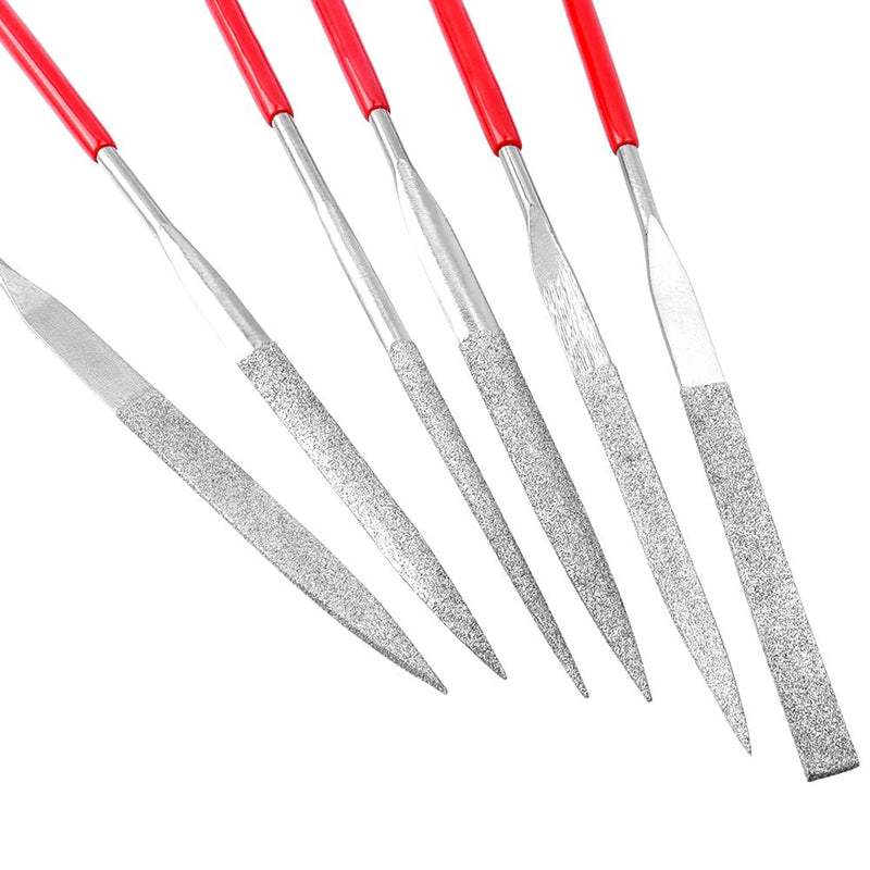 Treki Mini Diamond Needle Files Set 2 x 100 mm Small Key File in 10 Models, Fine File Set of 3D Printer Accessories, Mini File Set for Filing Wood, Jewellery, Metal, Plastic, Model Making, Pack of 10