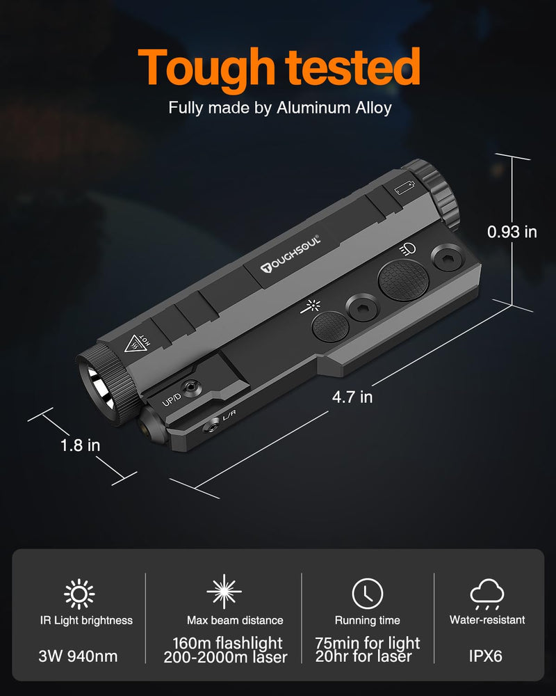 TOUGHSOUL Mlok 850nm IR Illuminator 950nm IR Llight for Night Vision Scope with Infrared Laser, Hunting Light for Night Vision Optics (Must be Used with Night Vision Devices)