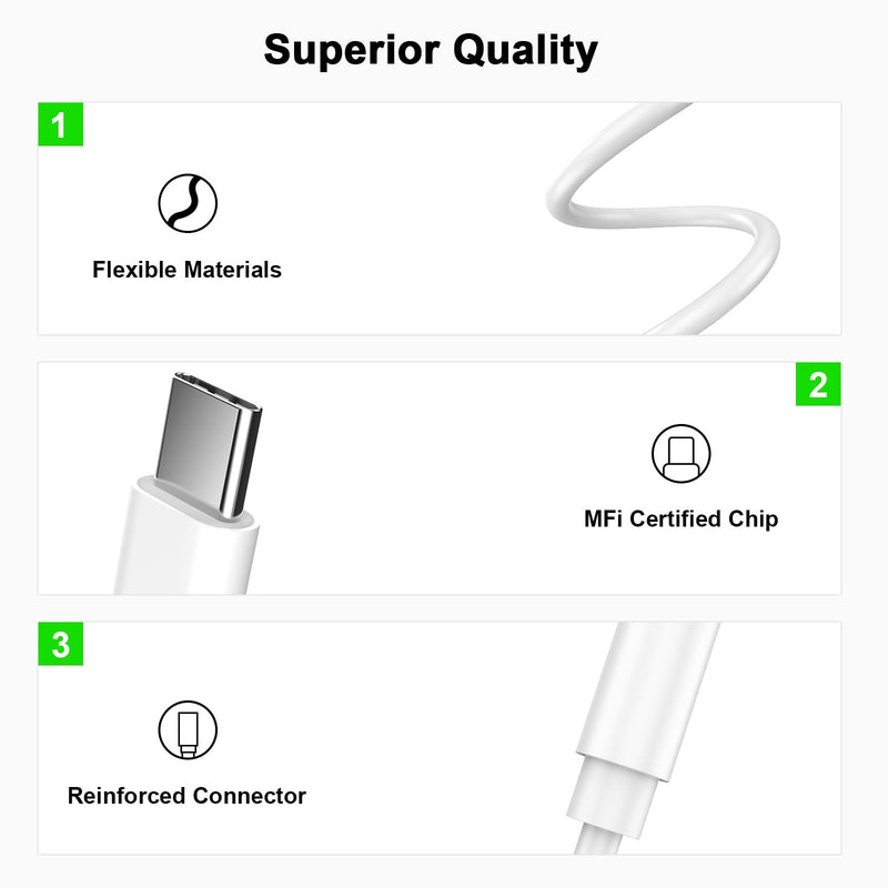 [MFi Certified] iPhone 15 Headphone Adapter, 2 Pack USB Type C to 3.5mm Headphone Jack Aux Audio Adapter Dongle Compatible for iPhone 15/15 Plus/15 Pro/15 Pro Max, iPad Pro, Galaxy S24 S23 S22 Ultra 2Pack White/USB C