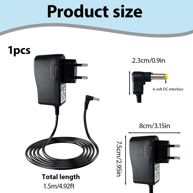 1.5 m 6 V power adapter for blood pressure monitor, power supply charger for Omron blood pressure monitors M7, M500, M700, M3, M5, replacement adapter for HEM-7156, HEM-7120, JPN-500, compatible with