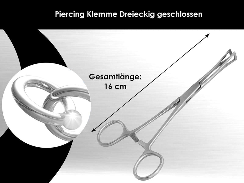 InstrumentsNrw Piercing Clamp Closed Piercing Pliers with Inner Teeth | Classic piercing clamp with internally toothed and closed pliers triangle, stainless steel, 16 cm, color: silver