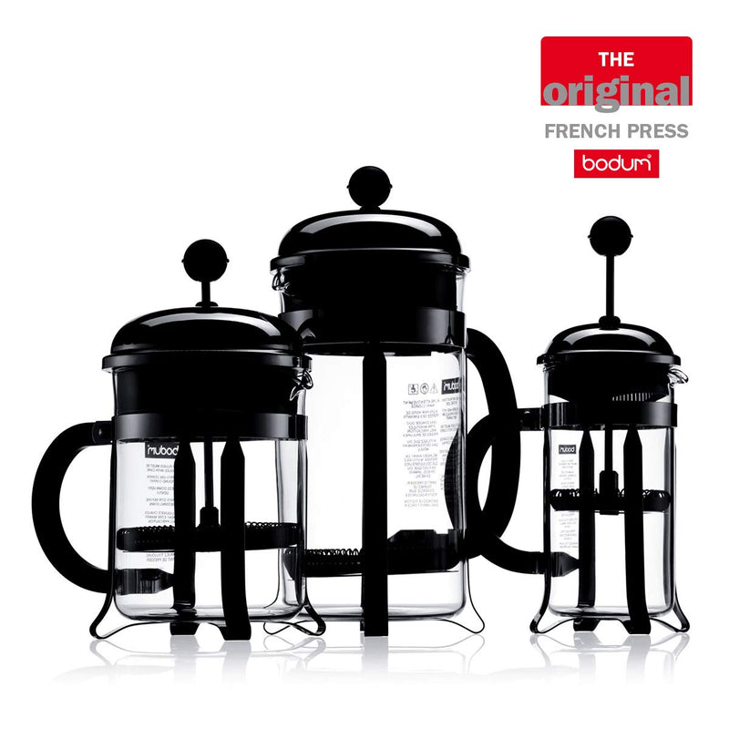 Bodum 34oz Chambord French Press Coffee Maker, High-Heat Borosilicate Glass, Stainless Steel, Black – Made in Portugal 34 oz