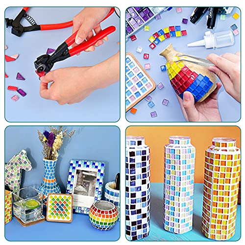 19 Pcs Mosaic Tools Kit, Tile Nippers Glass Mosaic Cutter for Stained Glass