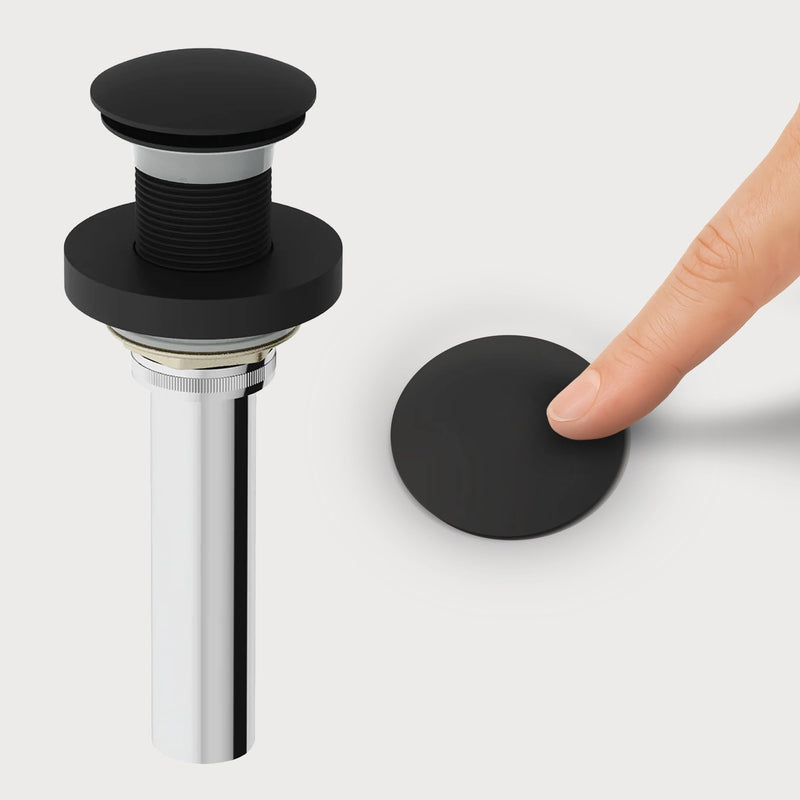 Vigo Bathroom Sink Pop Up Drain Without Overflow, Matte Black Drain Stopper with ClogFree QuickDrain Technology & Matching Mounting Ring
