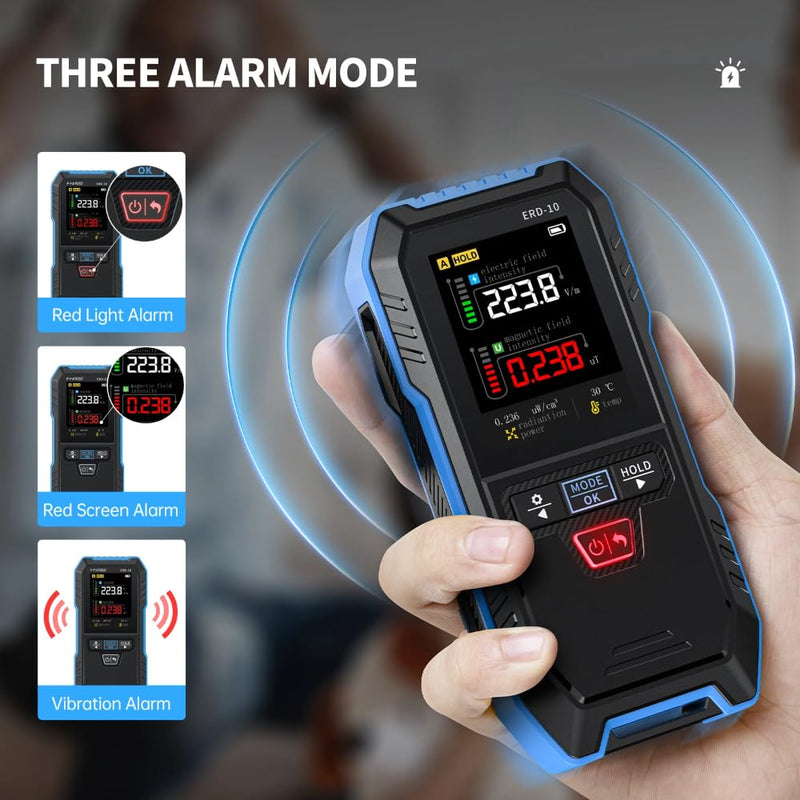 4-in-1 EMF Meter ERD-10 Electromagnetic Field Detector for EF-RF-MF Temperature Measurement