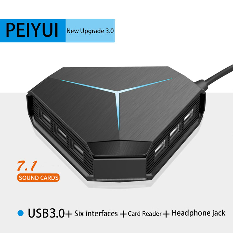 S24 Pro USB Hubs Audio Adapter External Stereo Sound Card with 3.5mm Headphone and Microphone Jack for Windows, Mac, Linux, PC, Laptops, Desktops, PS4 Computer External USB Black - External sound card