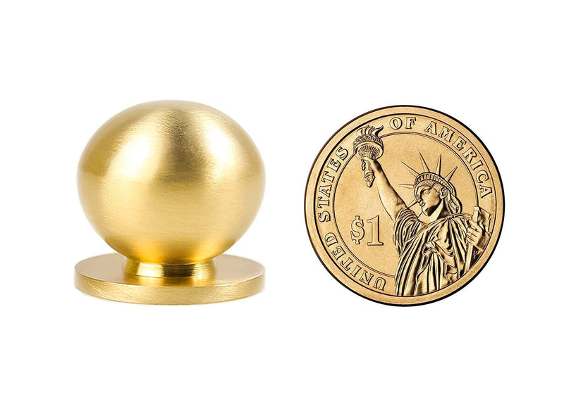RZDEAL 8pcs Round Solid Brass Pulls Cabinet Drawer Knobs Small Gold Handles for Dresser Handles Knobs,1 Inch (25mm) DIAMETER:1 in(25mm) Set of 8