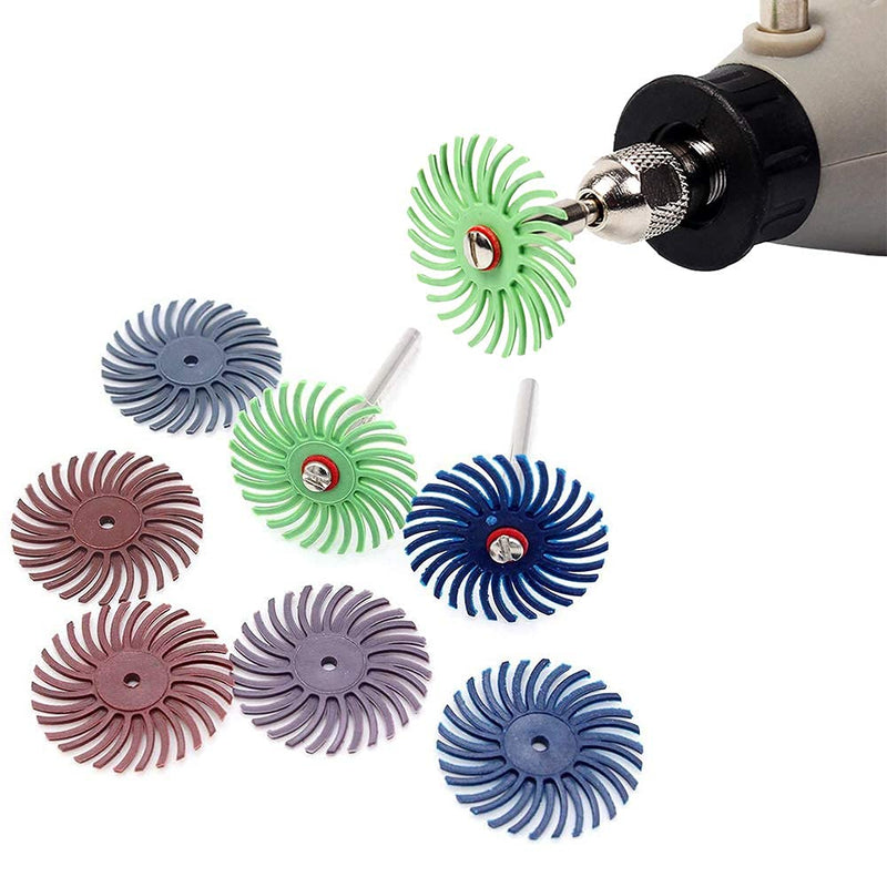 Mesee 18-Piece 25 mm Mixed Grit Detail Sanding Brush Set, Grinding Brush Gap Polishing Disc Assortment Kit, Radial Bristle Disc Set for Rotating Tools Deburring Polishing, 80/120/220/400/600/1000