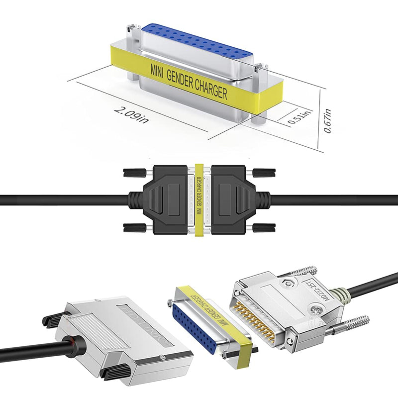 6-Pack DB25 25Pin Female to Female Male to Male Mini Gender Changer Coupler Adapter RS232 Serial Cable Connector