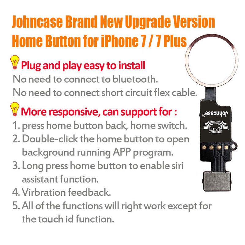 Johncase Home Button Main Key Flex Ribbon Cable Assembly Replacement Part Compatible for iPhone 7/7 Plus and 8/8 Plus All Carriers (Rose Gold) Rose Gold