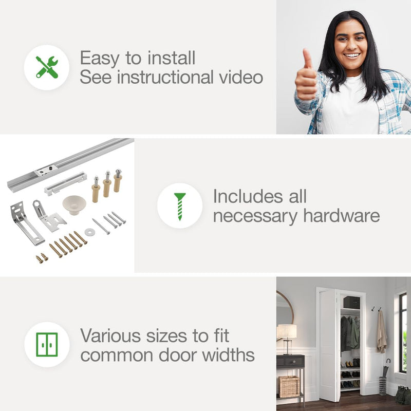 Richelieu Hardware 14015WBC Onward Bi-Fold Door Hardware Kit 48 in (1210 mm), Track White 48-in 1 Door