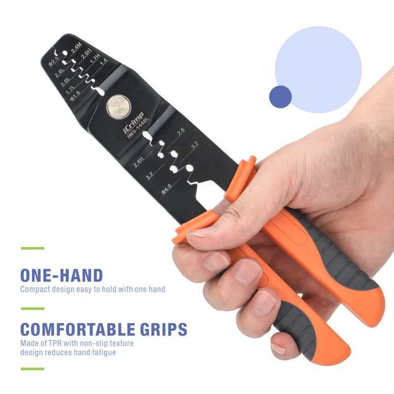 iCrimp Ratcheting Open Barrel Crimper for JST Molex TE Pins, AWG 30-14 | Ratcheting open barrel crimper for JST, Molex and TE connector pins Ratcheting Grip