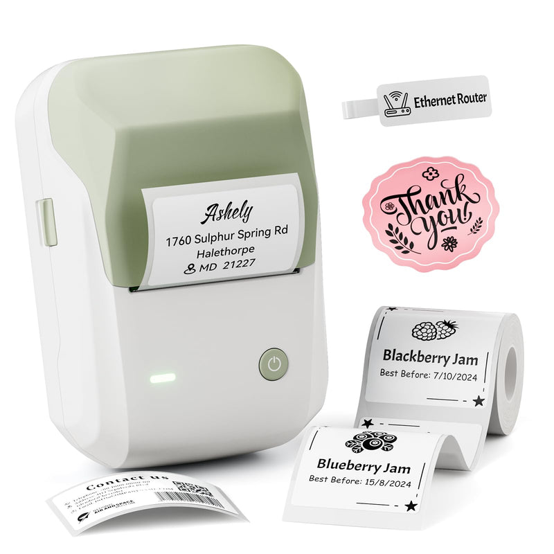 NIIMBOT B1 Label Maker, Bluetooth Portable Thermal Printer Machine with Large Waterproof Tape and Multiple Templates for Small Business,Office,Home,School, 2 Inch (Green, 1 Printer+1 Roll Label) Green