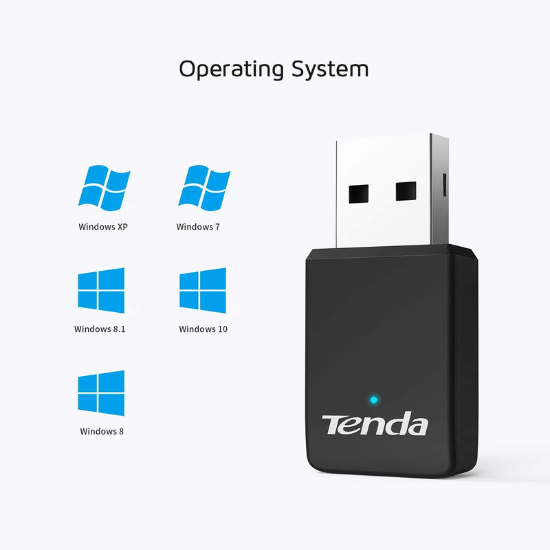 Tenda U9 11AC USB WiFi Adapter-Dual Band 2.4/5G AC650 Wireless Network Card, WiFi Dongle, Mini Size, Supports Windows (XP/7/8/1/10)
