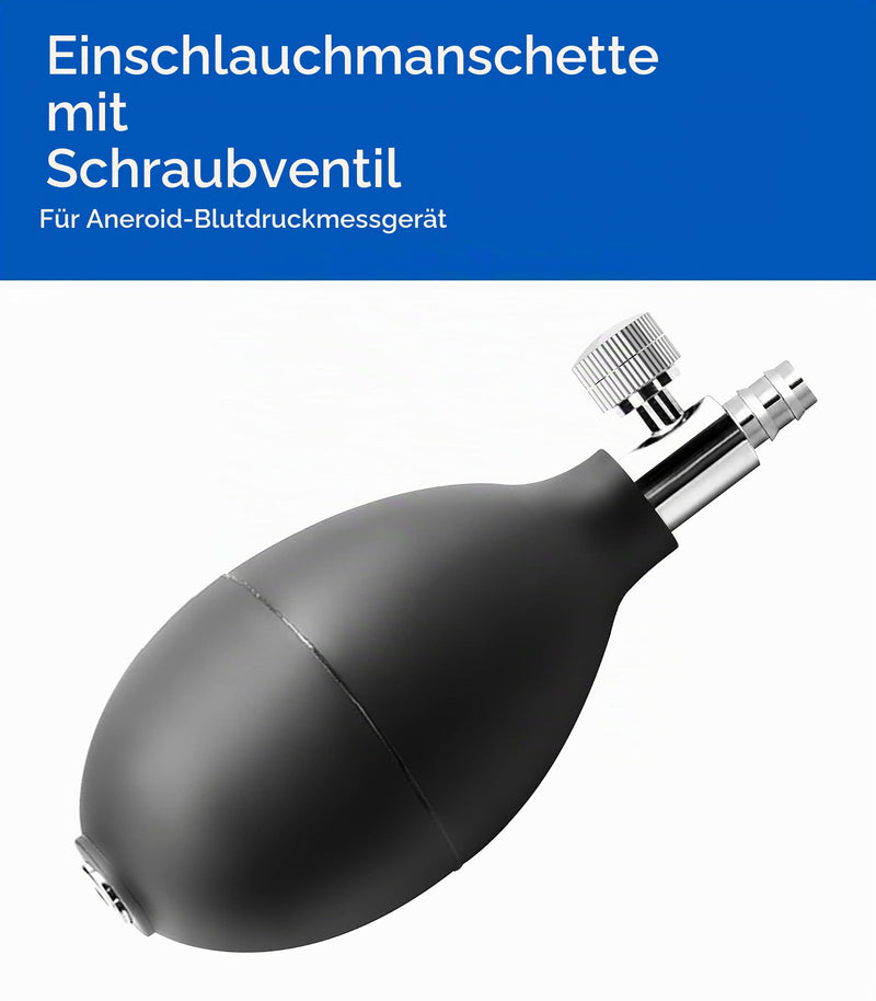 AIESI Replacement Inflator for Manual Aneroid Sphygmomanometer, Complete with Screw Tap, Latex Free, 24 Months Warranty