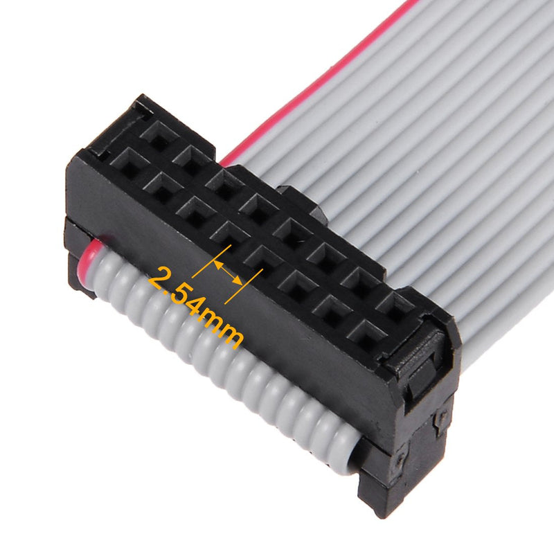 uxcell IDC 16 Pins Connector Flat Ribbon Cable Female Connector Length 30cm 2.54mm Pitch,5pcs