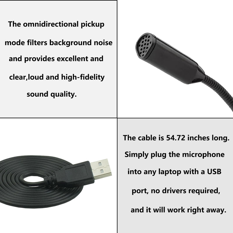 USB microphone，Adjustable gooseneck mini for laptop/desktop computers microphone for pc，Plug and play, driver-free USB condenser microphone，Recordings, games, streaming, podcasts. (USB)